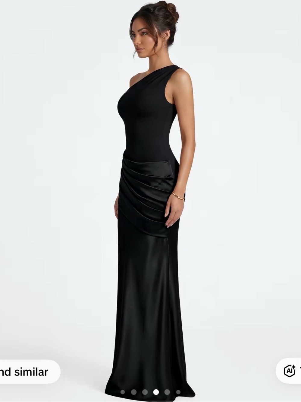 Asymmetric One-Shoulder Black Evening Gown